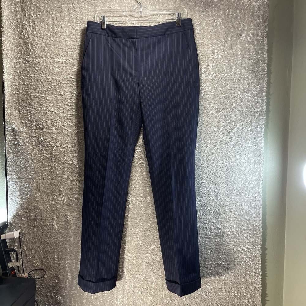 Brooks Brothers Red Fleece Pin Striped Navy‎ Career Cuffed Dress Wool Pants 8